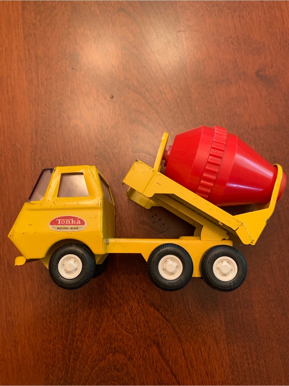 Tonka Yellow and Red Metal Cement Mixer Truck Toy